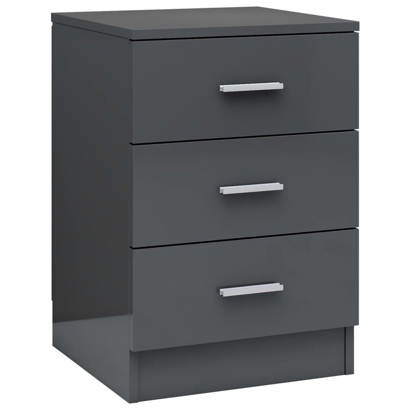 Bedside Cabinet High Gloss Grey 38x35x56 cm Engineered Wood