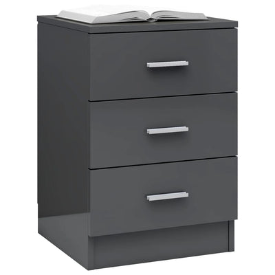 Bedside Cabinet High Gloss Grey 38x35x56 cm Engineered Wood