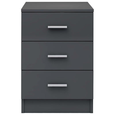 Bedside Cabinet High Gloss Grey 38x35x56 cm Engineered Wood