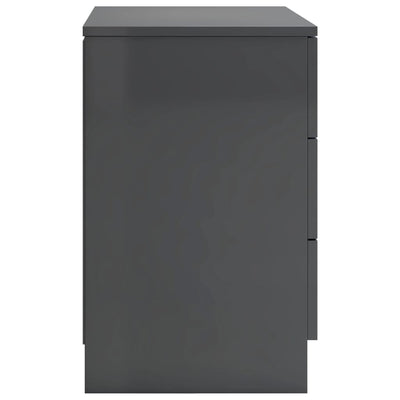 Bedside Cabinet High Gloss Grey 38x35x56 cm Engineered Wood