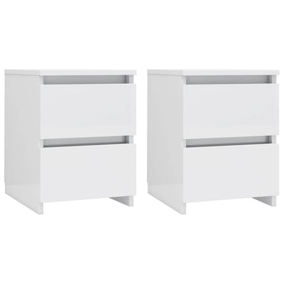 Bedside Cabinets 2 pcs High Gloss White 30x30x40 cm Engineered Wood