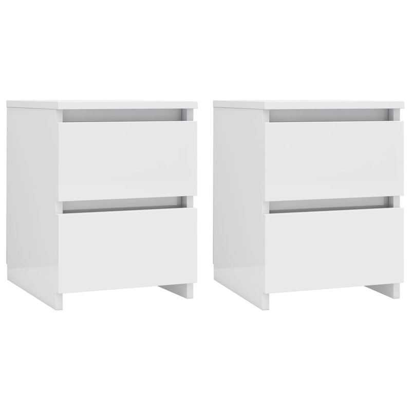 Bedside Cabinets 2 pcs High Gloss White 30x30x40 cm Engineered Wood