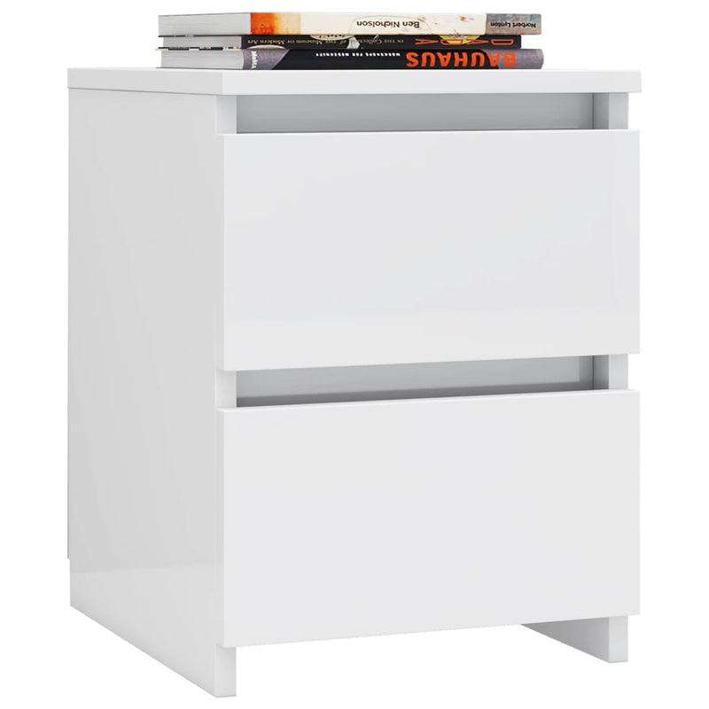 Bedside Cabinets 2 pcs High Gloss White 30x30x40 cm Engineered Wood