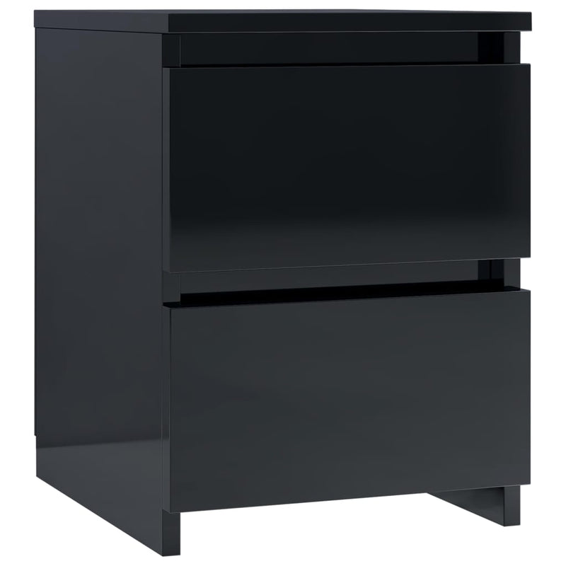 Bedside Cabinet High Gloss Black 30x30x40 cm Engineered Wood