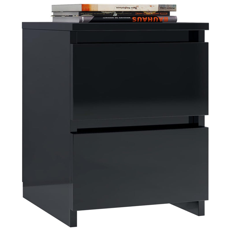 Bedside Cabinet High Gloss Black 30x30x40 cm Engineered Wood