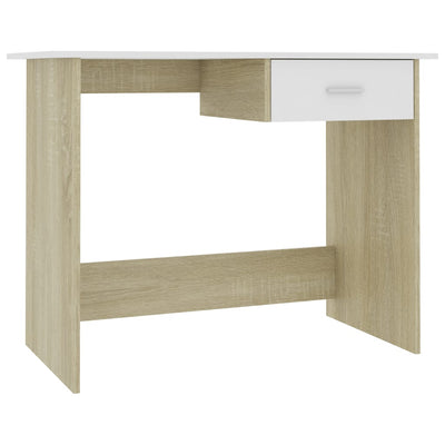 Desk White and Sonoma Oak 100x50x76 cm Engineered Wood