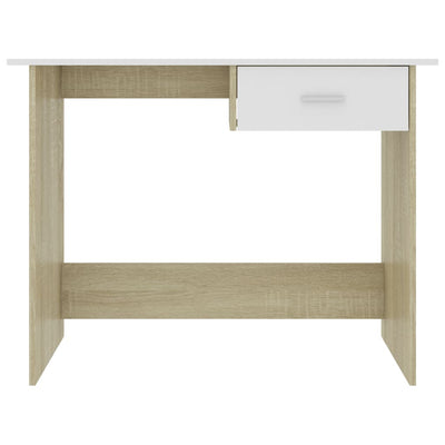 Desk White and Sonoma Oak 100x50x76 cm Engineered Wood