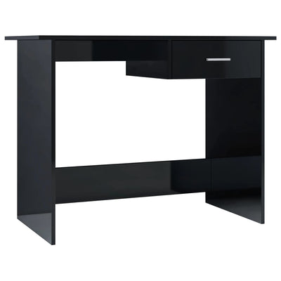 Desk High Gloss Black 100x50x76 cm Engineered Wood