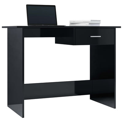 Desk High Gloss Black 100x50x76 cm Engineered Wood