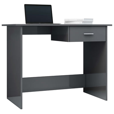 Desk High Gloss Grey 100x50x76 cm Engineered Wood