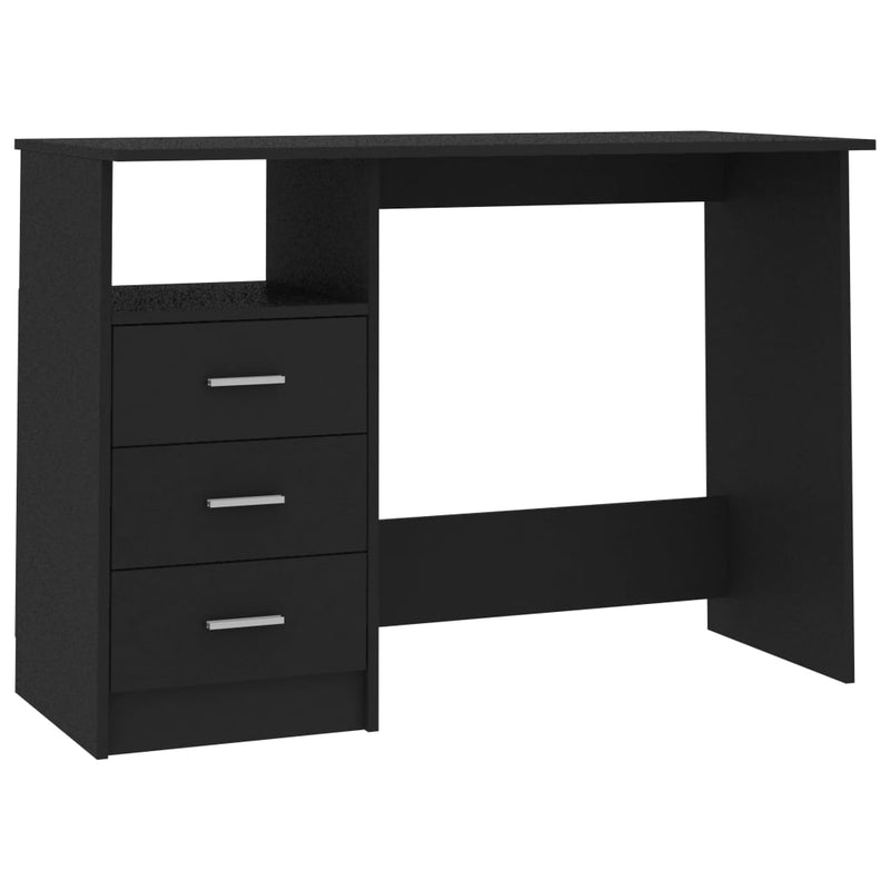 Desk with Drawers Black 110x50x76 cm Engineered Wood