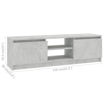 TV Cabinet Concrete Grey 120x30x35.5 cm Engineered Wood