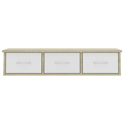 Wall-mounted Drawer Shelf White and Sonoma Oak 88x26x18.5 cm Engineered Wood