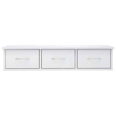 Wall-mounted Drawer Shelf High Gloss White 88x26x18.5 cm Engineered Wood