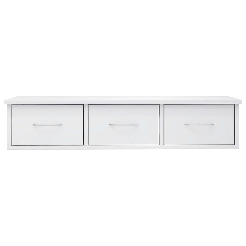 Wall-mounted Drawer Shelf High Gloss White 88x26x18.5 cm Engineered Wood