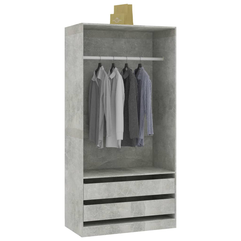 Wardrobe Concrete Grey 100x50x200 cm Engineered Wood