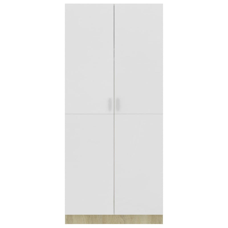 Wardrobe White and Sonoma Oak 80x52x180 cm Engineered Wood