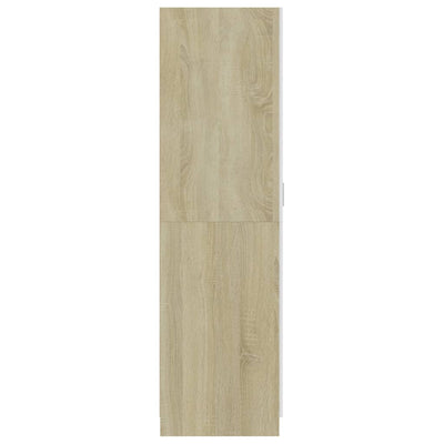 Wardrobe White and Sonoma Oak 80x52x180 cm Engineered Wood