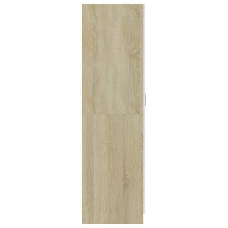 Wardrobe White and Sonoma Oak 80x52x180 cm Engineered Wood