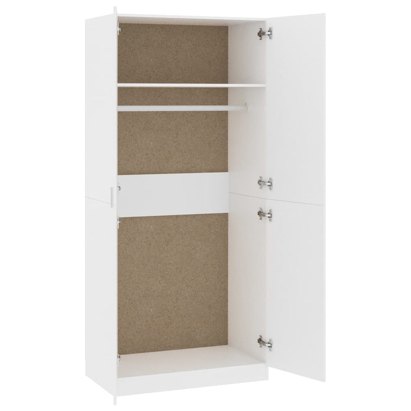 Wardrobe White 90x52x200 cm Engineered Wood