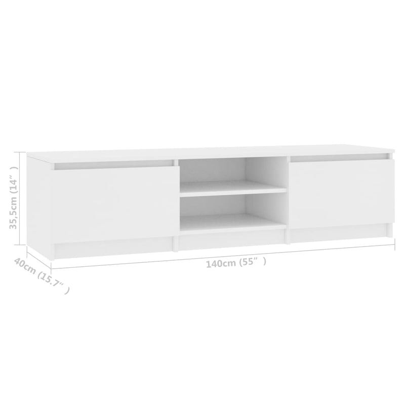 TV Cabinet White 140x40x35.5 cm Engineered Wood