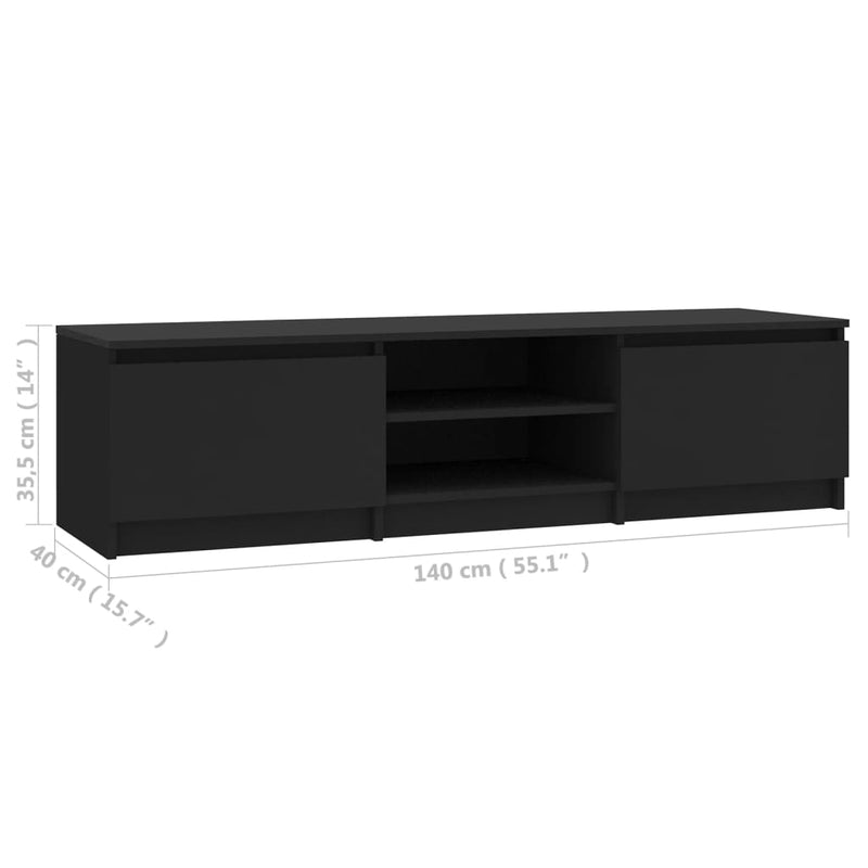 TV Cabinet Black 140x40x35.5 cm Engineered Wood