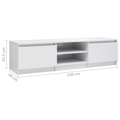 TV Cabinet High Gloss White 140x40x35.5 cm Engineered Wood