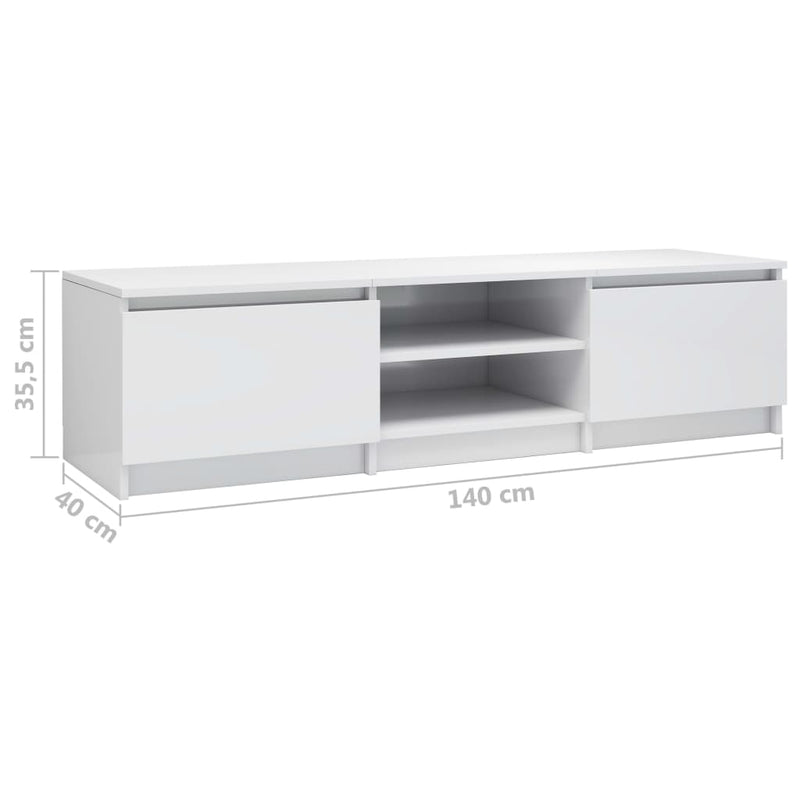 TV Cabinet High Gloss White 140x40x35.5 cm Engineered Wood