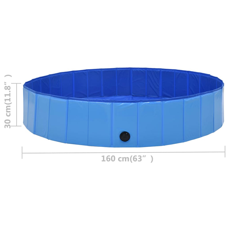 Foldable Dog Swimming Pool Blue 160x30 cm PVC