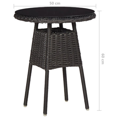 Garden Chairs 2 pcs with Tea Table Poly Rattan Black