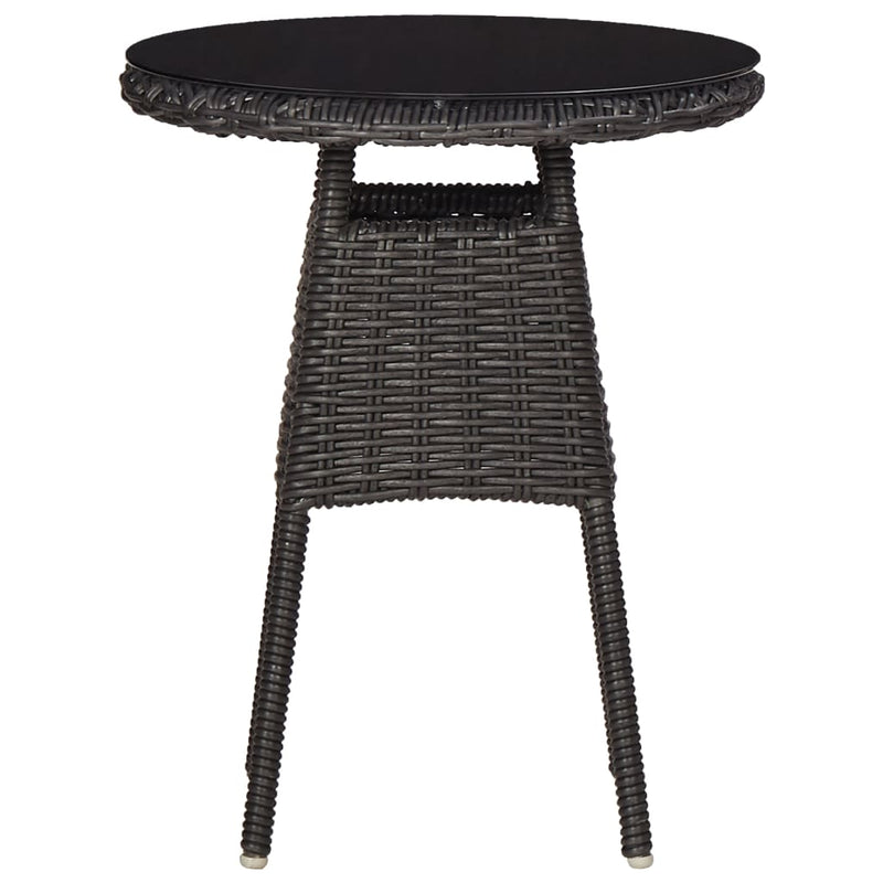 Garden Chairs 2 pcs with Tea Table Poly Rattan Black