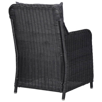 Garden Chairs 2 pcs with Tea Table Poly Rattan Black