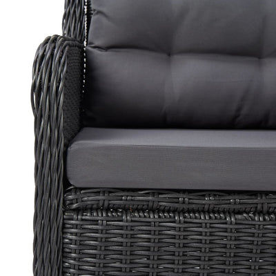 Garden Chairs 2 pcs with Tea Table Poly Rattan Black