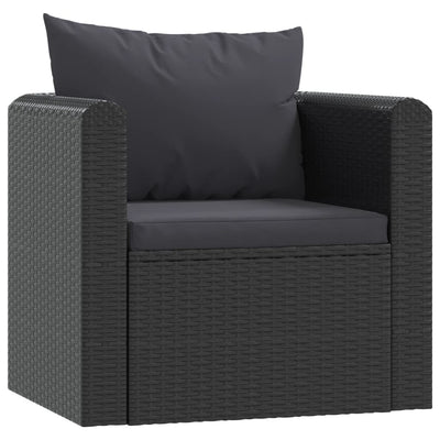 7 Piece Garden Lounge Set with Cushions Poly Rattan Black