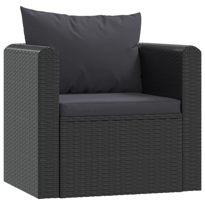 7 Piece Garden Lounge Set with Cushions Poly Rattan Black