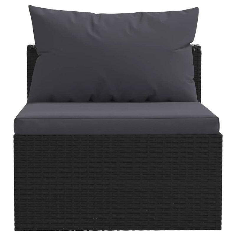5 Piece Garden Lounge Set with Cushions Poly Rattan Black