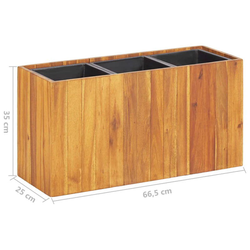 Garden Raised Bed with 3 Pots Solid Acacia Wood