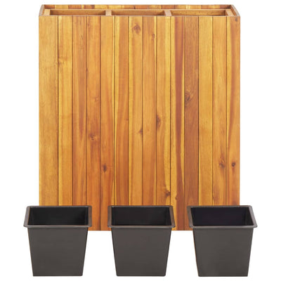 Garden Raised Bed with 3 Pots Solid Acacia Wood