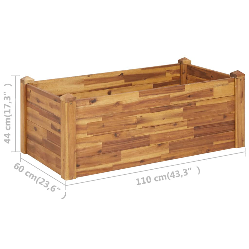 Garden Raised Bed 110x60x44 cm Solid Acacia Wood