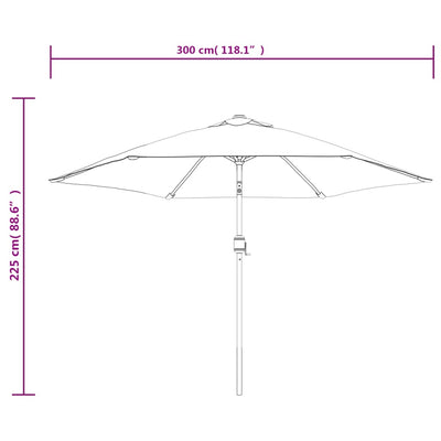 Garden Parasol with LED Lights and Steel Pole 300 cm Azure