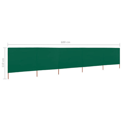 5-panel Wind Screen Fabric 600x80 cm Green