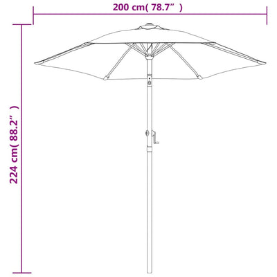 Parasol Burgundy 200x224 cm Aluminium