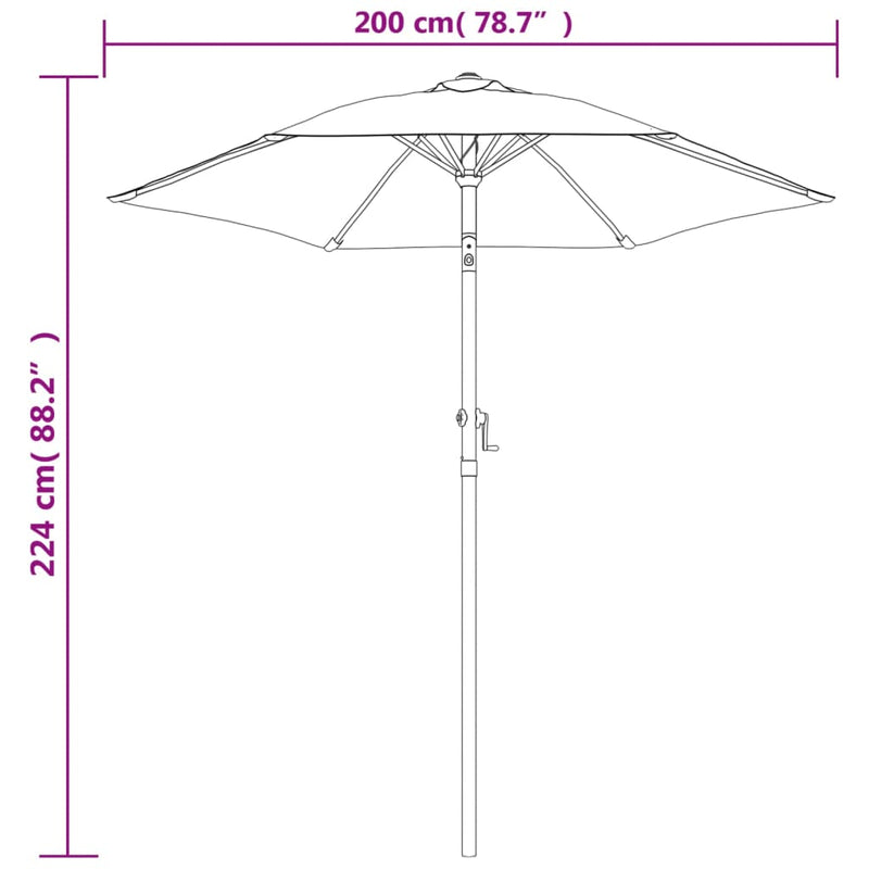 Parasol Burgundy 200x224 cm Aluminium