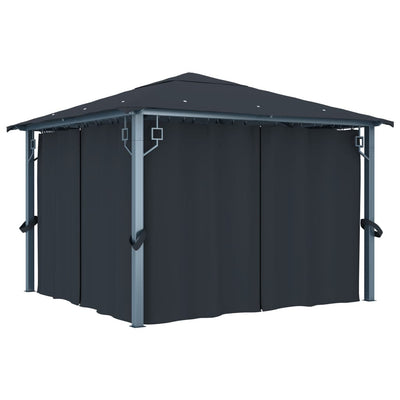 Gazebo with Curtain 300x300 cm Anthracite Aluminium