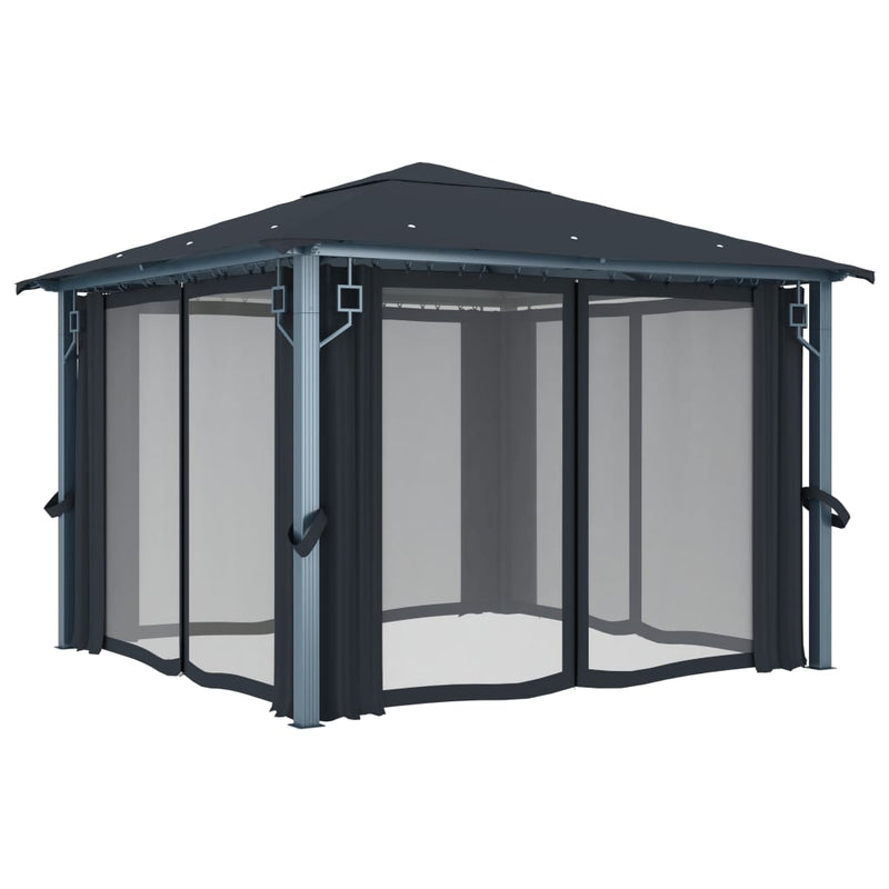 Gazebo with Curtain 300x300 cm Anthracite Aluminium