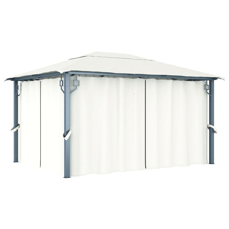 Gazebo with Curtain 400x300 cm Cream Aluminium