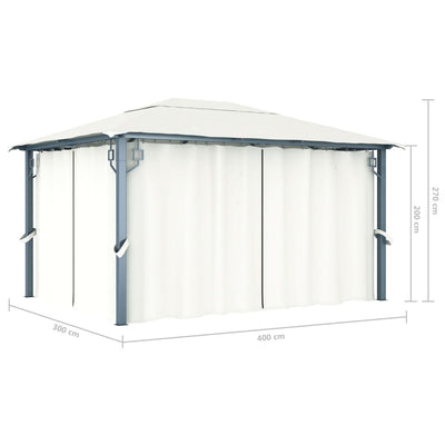 Gazebo with Curtain 400x300 cm Cream Aluminium