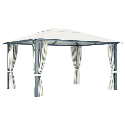 Gazebo with Curtain 400x300 cm Cream Aluminium