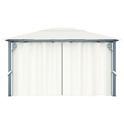 Gazebo with Curtain 400x300 cm Cream Aluminium