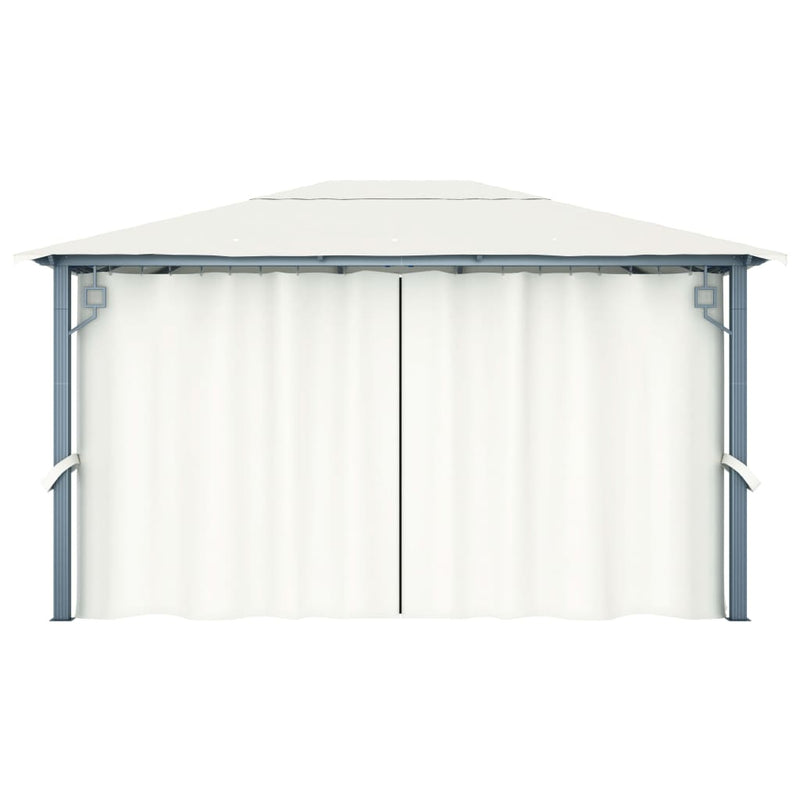 Gazebo with Curtain 400x300 cm Cream Aluminium